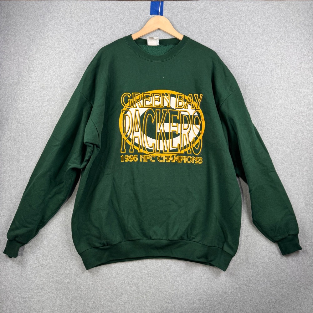 Vintage Green Bay Packers Sweatshirt Mens XXL Green‎ Santee 1996 NFC Champions